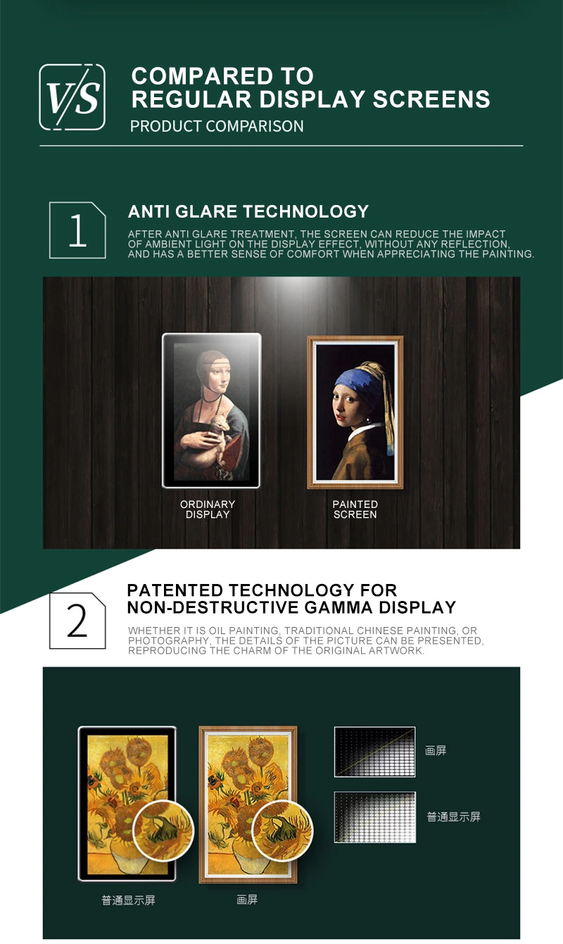New Design 21.5 32 Inch Private Art Gallery Exhibition Work Smart TV Frame Digital Museum Anti-Glare Matte LCD Digital Photo Frame
