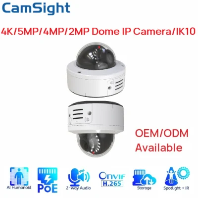 Camsight 4K 8MP 5MP 4MP 2MP Colorvu Telecamera IP a colori con rilevamento umano intelligente Telecamera IP Mini Dome Poe CCTV Telecamera IP di sicurezza di rete Fornitore OEM